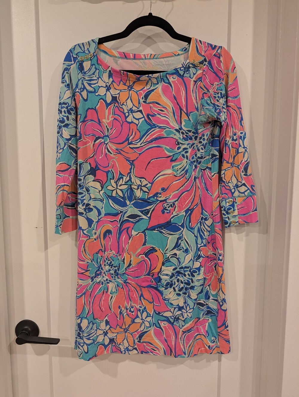Lilly Pulitzer Sophie Dress S UPF 50+ Floral 3/4 Sleeve